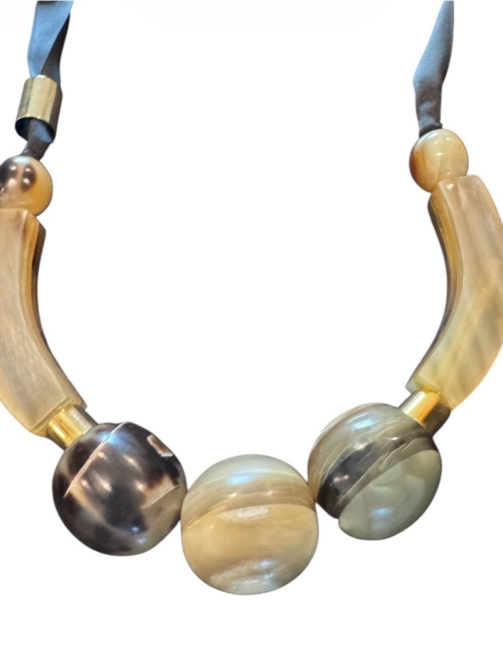 NWT Marni Collana Corno Marbled Bead Statement Horn Necklace
